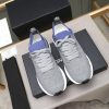 Brunello Cucinelli Stretch-Knit Runner Sneakers – Light Grey & Blue