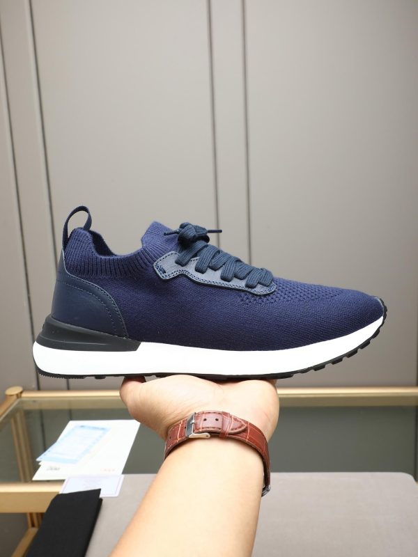 Brunello Cucinelli Stretch-Knit Runner Sneakers – Navy Blue