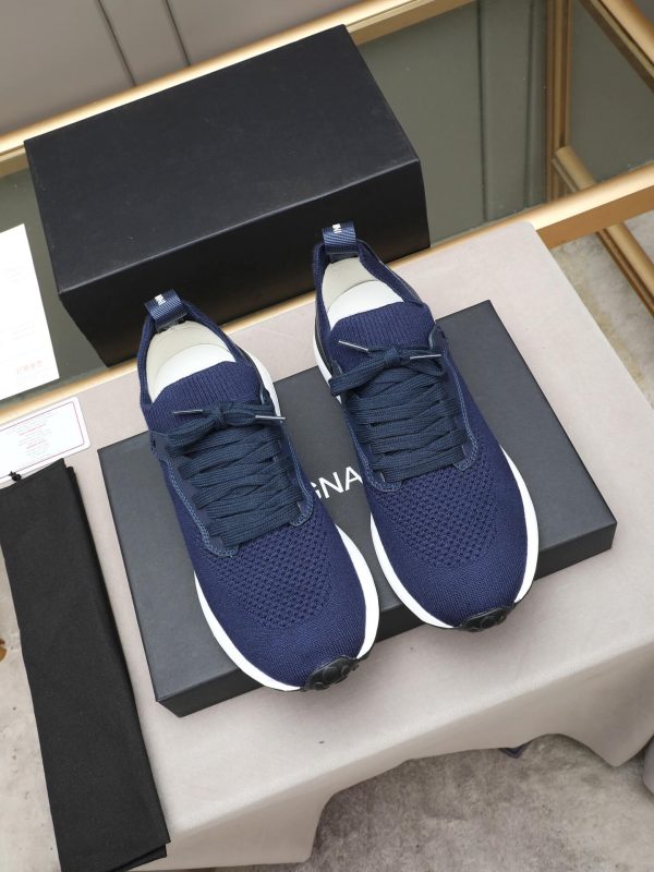 Brunello Cucinelli Stretch-Knit Runner Sneakers – Navy Blue