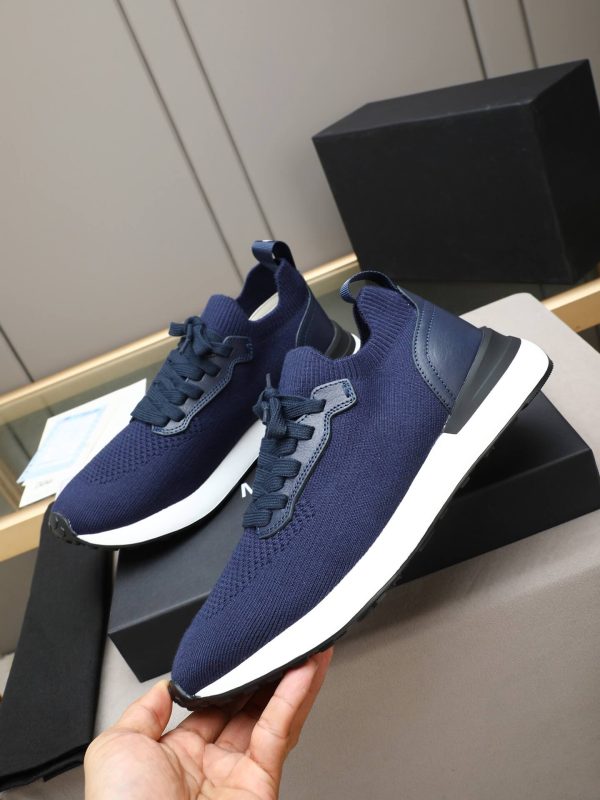 Brunello Cucinelli Stretch-Knit Runner Sneakers – Navy Blue