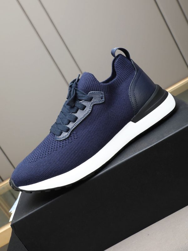 Brunello Cucinelli Stretch-Knit Runner Sneakers – Navy Blue
