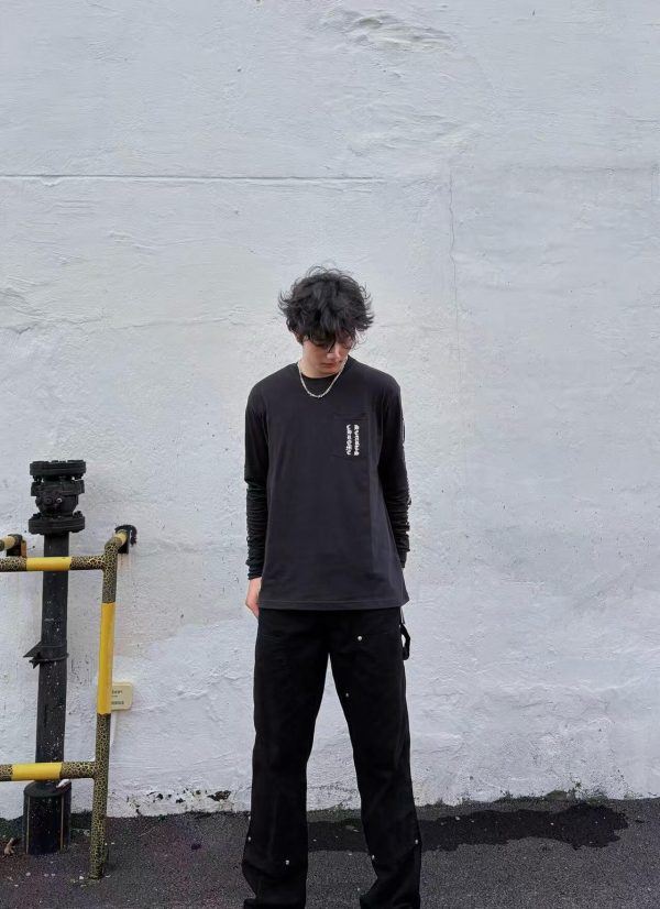 Chrome Hearts Phantom Cross Sanskrit Arm Long Sleeve Shirt- Black