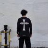 Chrome Hearts Phantom Cross Sanskrit Arm Long Sleeve Shirt- Black