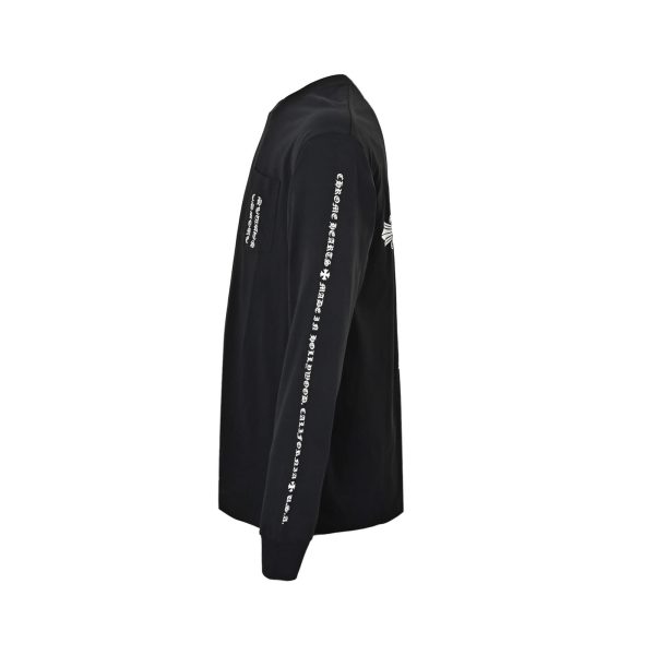 Chrome Hearts Phantom Cross Sanskrit Arm Long Sleeve Shirt- Black