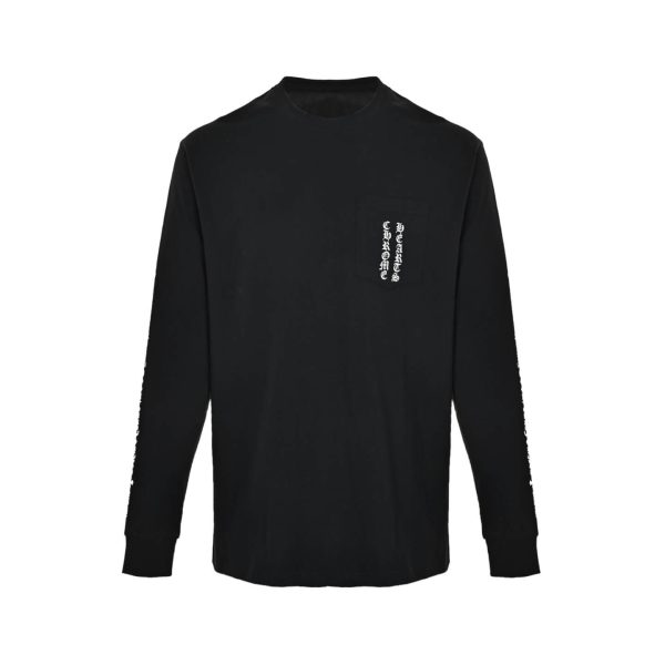 Chrome Hearts Phantom Cross Sanskrit Arm Long Sleeve Shirt- Black