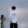 Chrome Hearts Phantom Cross Sanskrit Arm Long Sleeve Shirt- White (1) Chrome Hearts Phantom Cross Sanskrit Arm Long Sleeve Shirt- White
