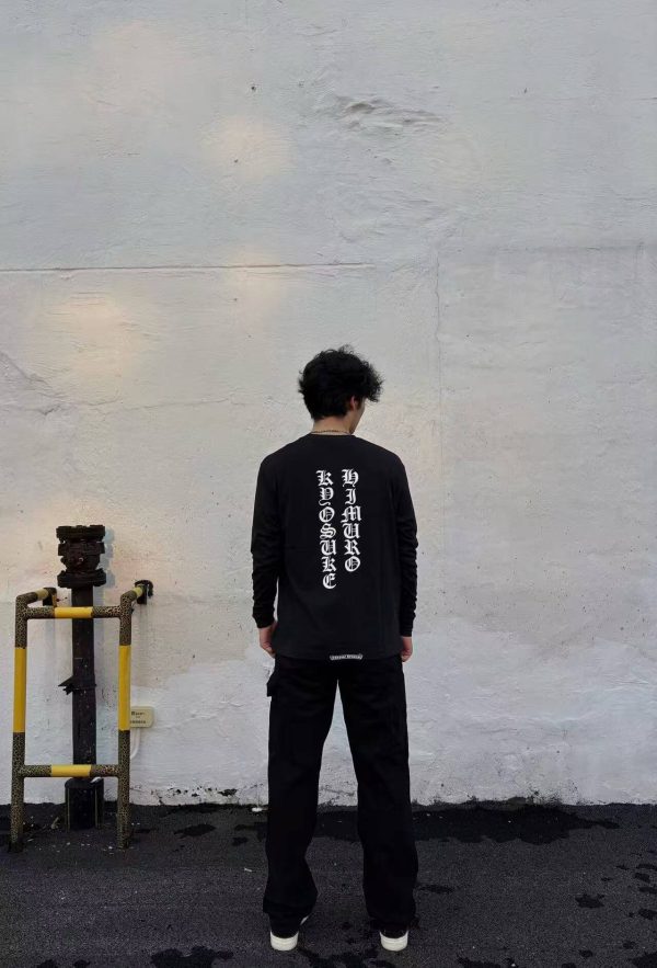 Chrome Hearts × Kyosuke Himuro Vertical Logo Long Sleeve Tee- Black