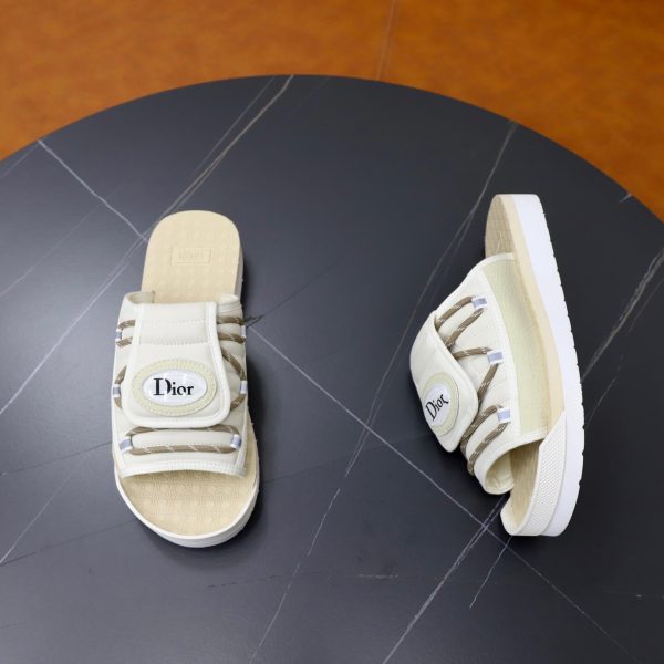 Dior Aqua Mule – Beige Padded Technical Fabric & Grained Calfski (3) Dior Aqua Mule – Beige Padded Technical Fabric & Grained Calfski