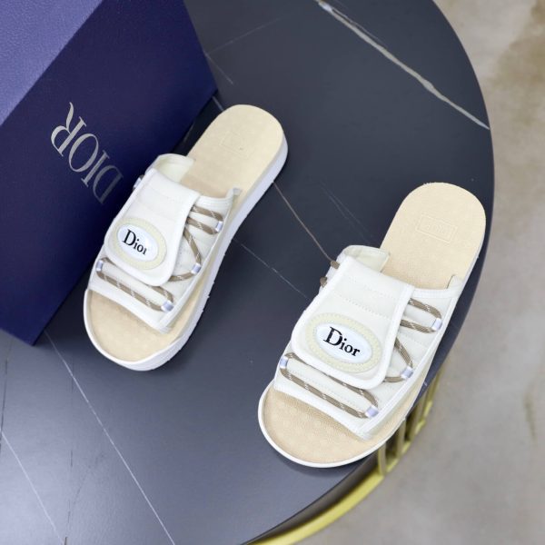 Dior Aqua Mule – Beige Padded Technical Fabric & Grained Calfski (9) Dior Aqua Mule – Beige Padded Technical Fabric & Grained Calfski