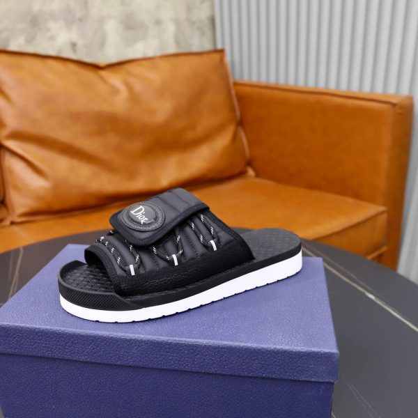 Dior Aqua Mule – Black Padded Technical Fabric & Grained Calfskin