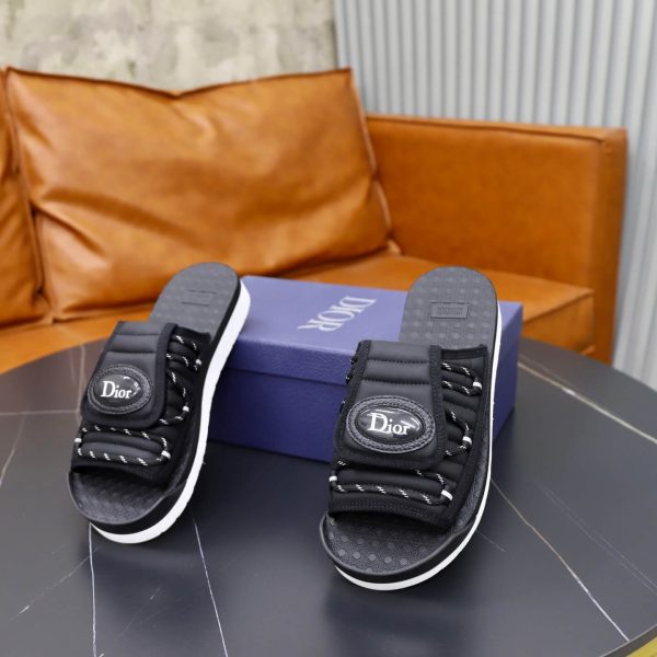 Dior Aqua Mule – Black Padded Technical Fabric & Grained Calfskin