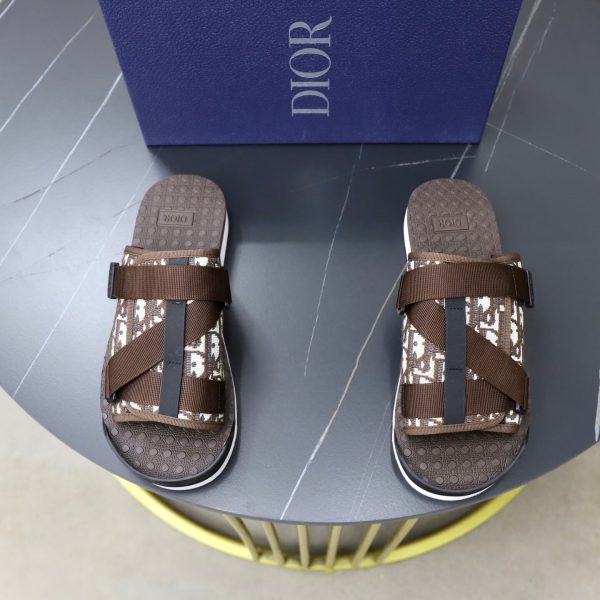 Dior Aqua Mule – Brown & Beige Dior Oblique Jacquard