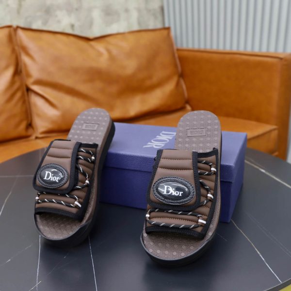 Dior Aqua Mule – Brown Padded Technical Fabric & Grained Calfskin