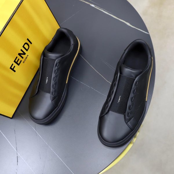 FENDI City Leather Slip-On Sneaker – Black & Natural Tan (1) FENDI City Leather Slip-On Sneaker – Black & Natural Tan