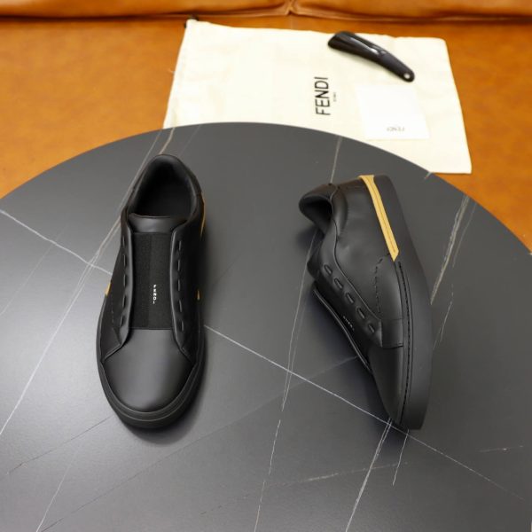 FENDI City Leather Slip-On Sneaker – Black & Natural Tan (3) FENDI City Leather Slip-On Sneaker – Black & Natural Tan