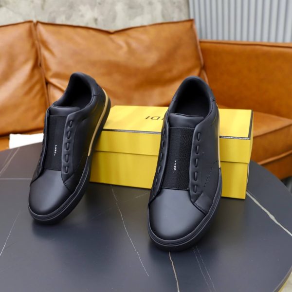 FENDI City Leather Slip-On Sneaker – Black & Natural Tan (5) FENDI City Leather Slip-On Sneaker – Black & Natural Tan