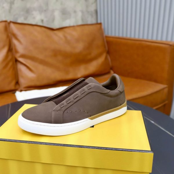FENDI City Nubuck Slip-On Sneaker – Brown & Natural Tan