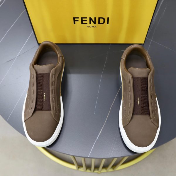 FENDI City Nubuck Slip-On Sneaker – Brown & Natural Tan