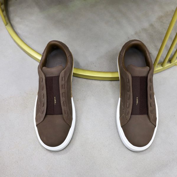 FENDI City Nubuck Slip-On Sneaker – Brown & Natural Tan