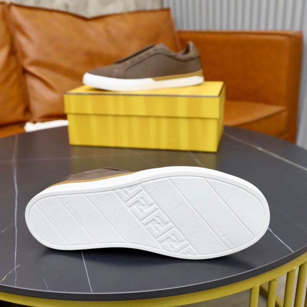 FENDI City Nubuck Slip-On Sneaker – Brown & Natural Tan