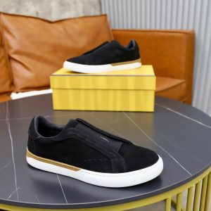 FENDI City Suede Slip-On Sneaker – Black & Natural Tan (1) FENDI City Suede Slip-On Sneaker – Black & Natural Tan