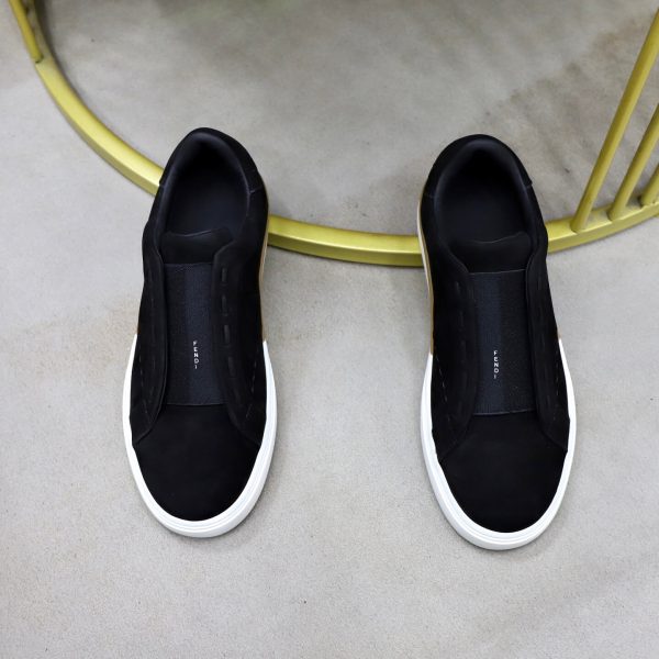 FENDI City Suede Slip-On Sneaker – Black & Natural Tan (2) FENDI City Suede Slip-On Sneaker – Black & Natural Tan