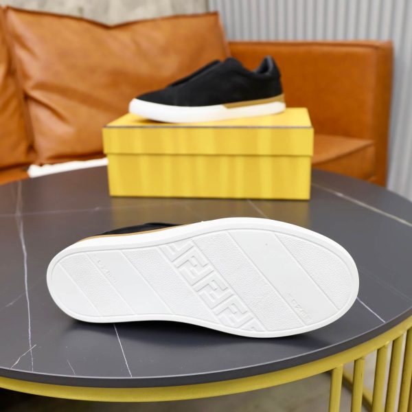 FENDI City Suede Slip-On Sneaker – Black & Natural Tan (3) FENDI City Suede Slip-On Sneaker – Black & Natural Tan