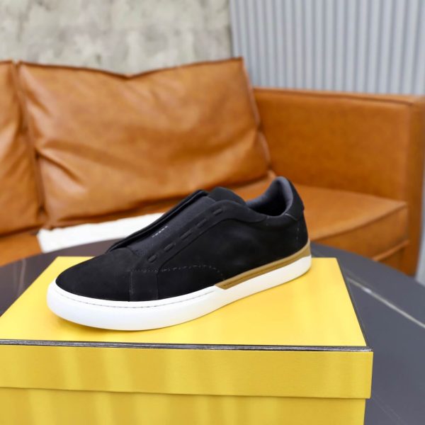 FENDI City Suede Slip-On Sneaker – Black & Natural Tan (5) FENDI City Suede Slip-On Sneaker – Black & Natural Tan