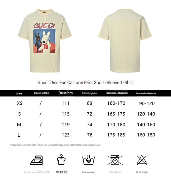 Gucci Black White Rabbit Phone Call Print T-Shirt- Beige