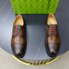 Gucci Web Detail Derby Shoes – Burnished Brown Patina Leather