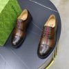 Gucci Web Detail Derby Shoes – Burnished Brown Patina Leather