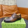 Gucci Web Detail Derby Shoes – Burnished Brown Patina Leather