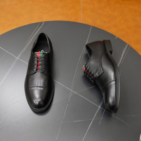 Gucci Web Detail Derby Shoes – Matte Black Calfskin (7) Gucci Web Detail Derby Shoes – Matte Black Calfskin