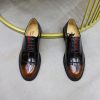 Gucci Web Detail Derby Shoes – Moka Brown Patina Leather
