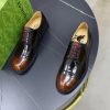 Gucci Web Detail Derby Shoes – Moka Brown Patina Leather