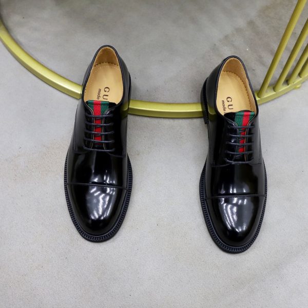 Gucci Web Detail Derby Shoes – Polished Black Leather (8) Gucci Web Detail Derby Shoes – Polished Black Leather