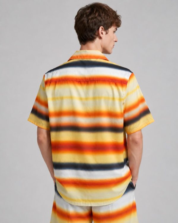 Loewe Fading Stripe Short-Sleeve Shirt- Orange (2) Loewe Fading Stripe Short-Sleeve Shirt- Orange