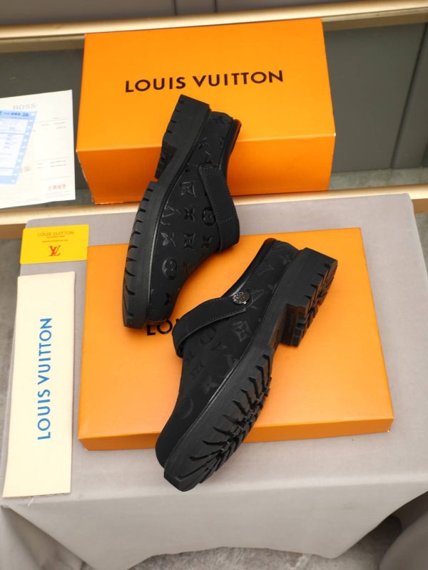 Louis Vuitton Embossed Monogram Lug-Sole Mule – Triple Black