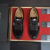Philipp Croc-Embossed Hexagon Low-Top Sneaker – Black (9) Philipp Croc-Embossed Hexagon Low-Top Sneaker – Black