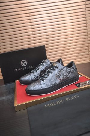 Philipp Plein Camouflage Hexagon Low-Top Sneaker – Grey & Black