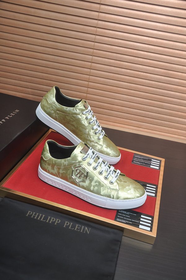 Philipp Plein Camouflage Hexagon Low-Top Sneaker – Olive Gold