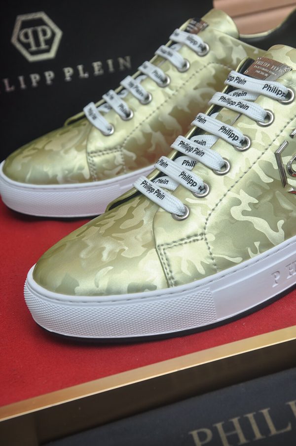 Philipp Plein Camouflage Hexagon Low-Top Sneaker – Olive Gold