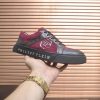 Philipp Plein Croc-Embossed Hexagon Low-Top Sneaker – Burgundy & Black