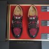 Philipp Plein Croc-Embossed Hexagon Low-Top Sneaker – Burgundy & Black