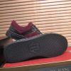 Philipp Plein Croc-Embossed Hexagon Low-Top Sneaker – Burgundy & Black