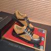 Philipp Plein Croc-Embossed Hexagon Low-Top Sneaker – Camel & Black