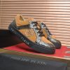 Philipp Plein Croc-Embossed Hexagon Low-Top Sneaker – Camel & Black