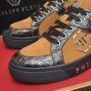 Philipp Plein Croc-Embossed Hexagon Low-Top Sneaker – Camel & Black