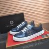 Philipp Plein Croc-Embossed Hexagon Low-Top Sneaker – Navy Blue