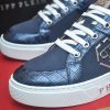 Philipp Plein Croc-Embossed Hexagon Low-Top Sneaker – Navy Blue